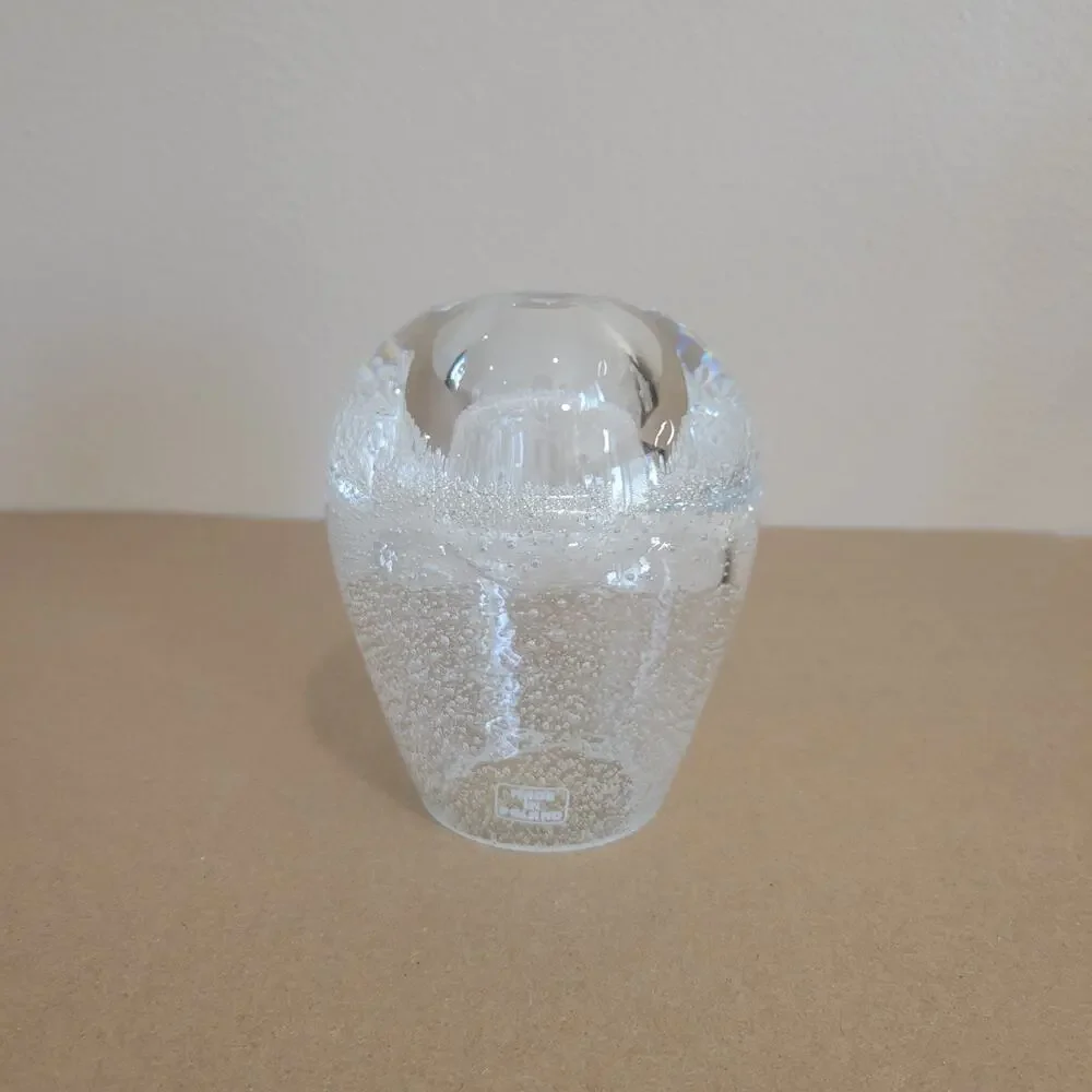 Vintage Hand-Blown Controlled Bubble Glass Teardrop Vase – Made in Poland